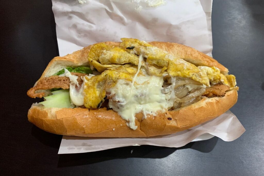 large, heavily filled sandwich