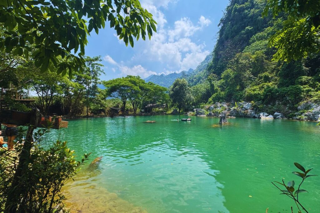 lagoon with limestone cliffs