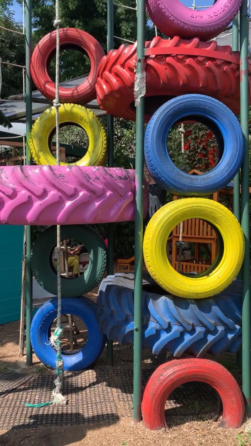 colorful tire climbing structure