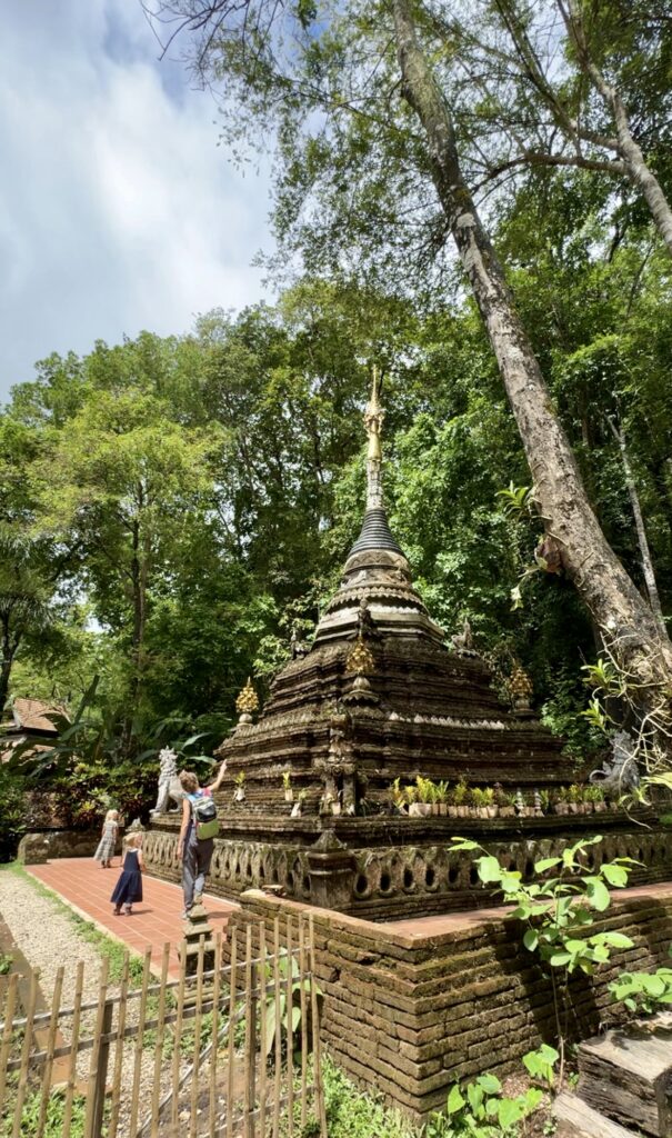 pagoda with people walking around