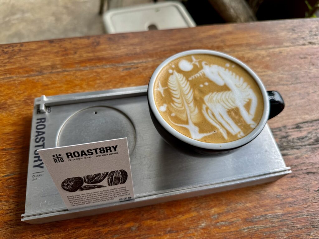 latte with unicorn artwork