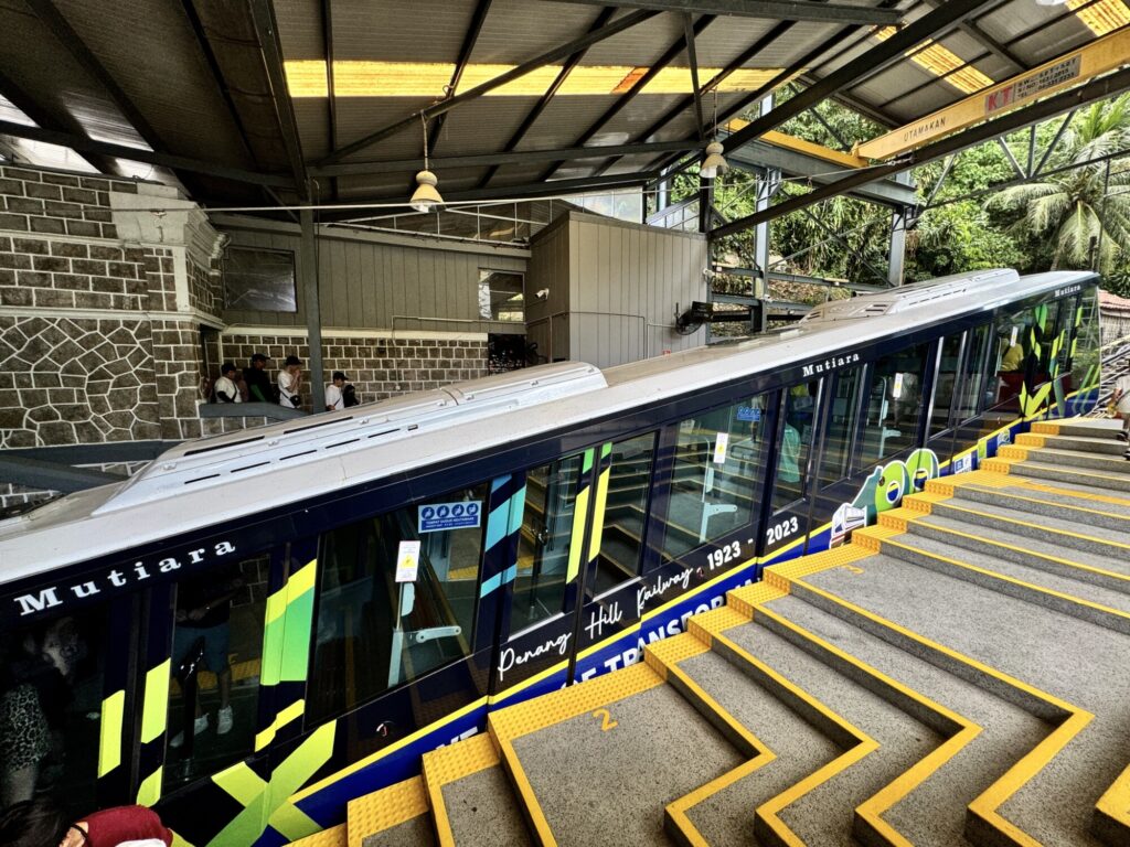 funicular train stopped at station