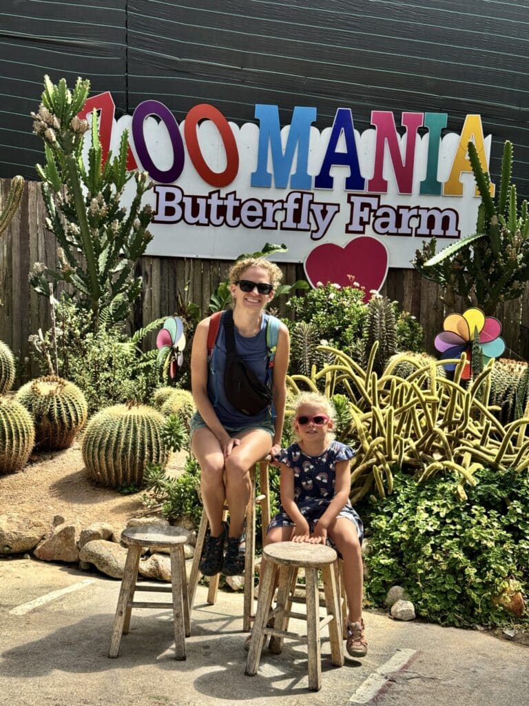 mother and daughter at a butteryfly farm