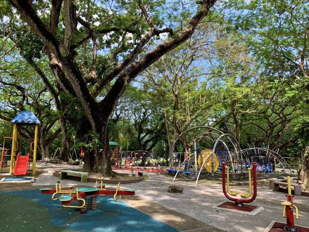 large playground for children with kids equipment