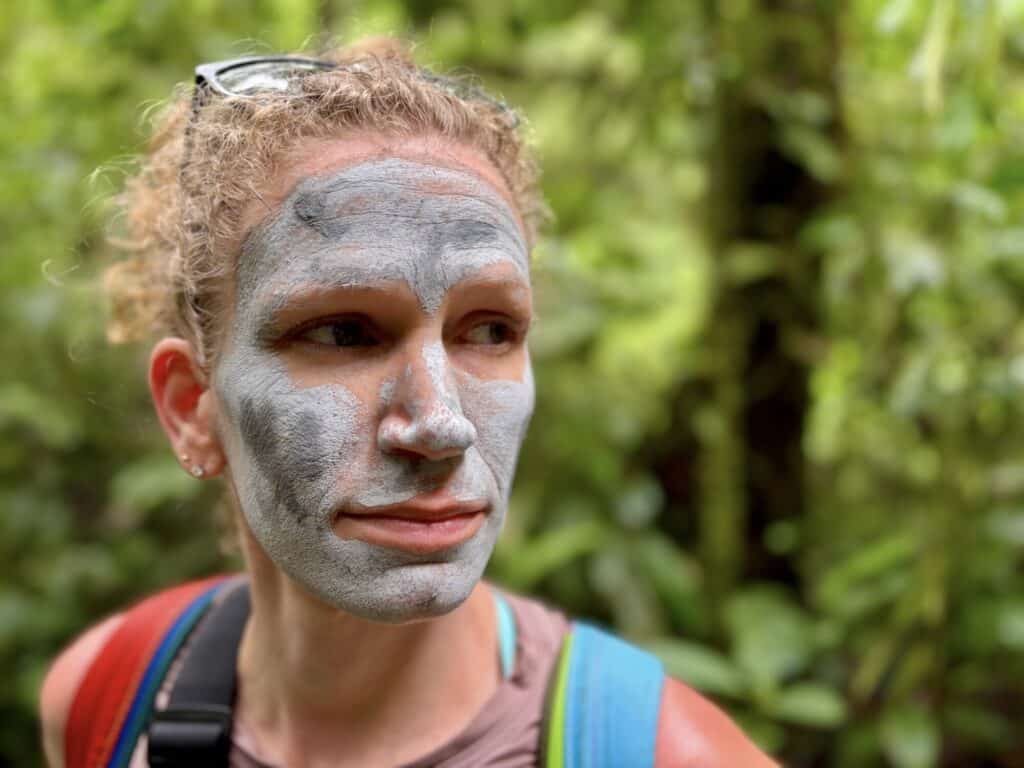 woman with clay facial
