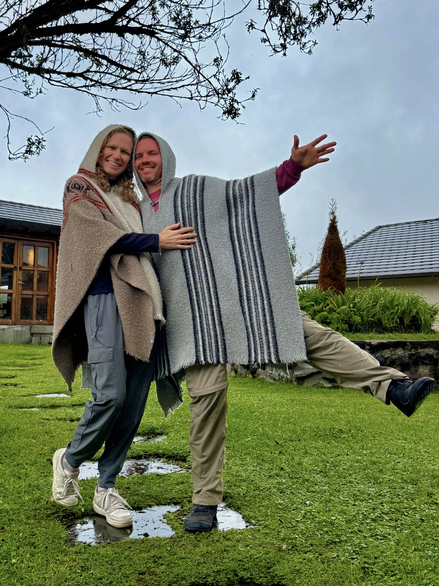 woman and man in panchos