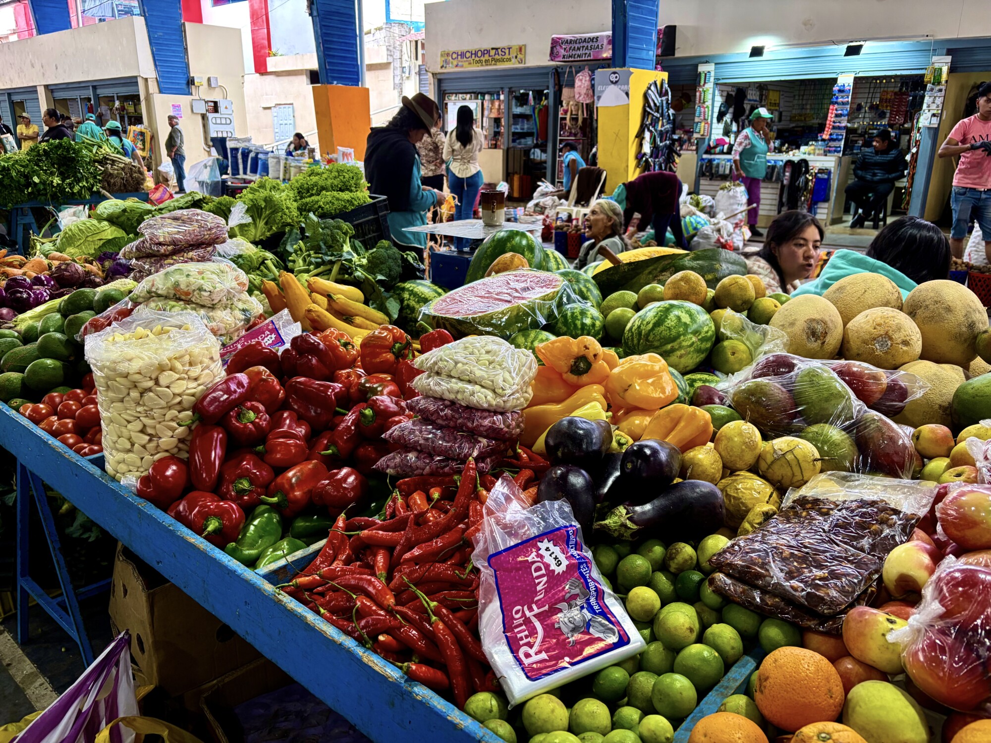 produce market with a variety of vegetables