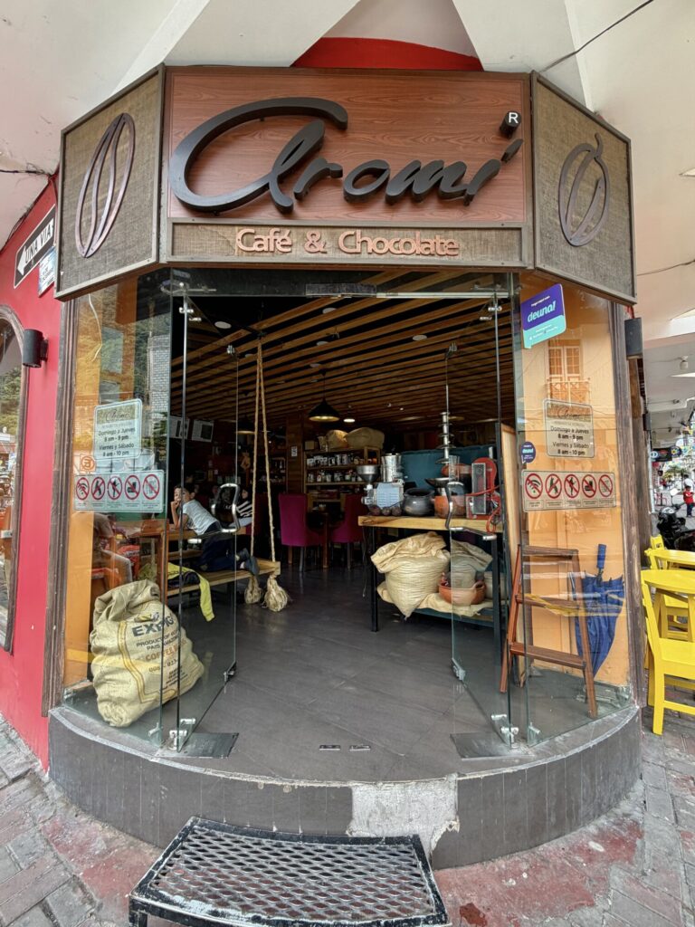 a coffee shop that also sells chocolate