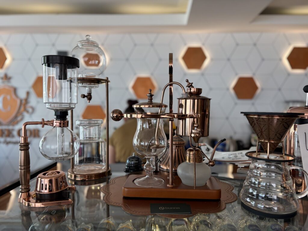 an array of coffee preparation method equipment