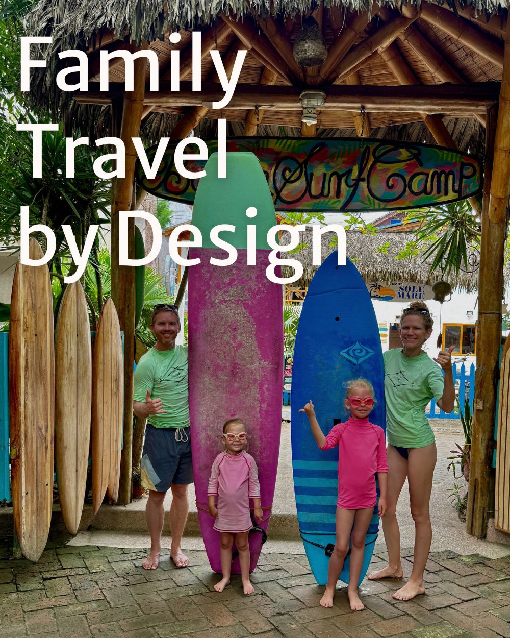 family with surfboards