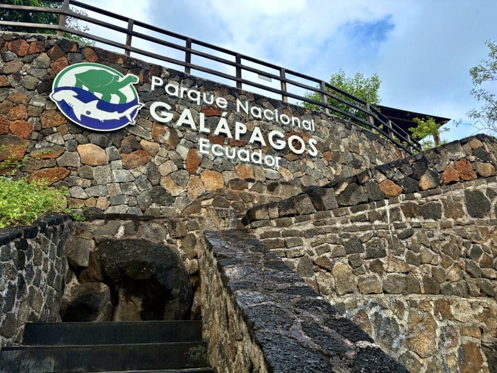 a sign to Galapagos National Park